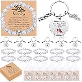 Tondiamo 12 Sets Track and Field Gift Cross Country Running Gifts, 12 Beaded Bracelet 12 Card with 12 Organza Bags 12 Track Runners Keychain Gifts for Athletics Enthusiast Gift for Club Members