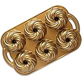 Nordic Ware Swirl Bundtlette Pan, 6-Cavity, Gold