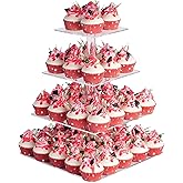YestBuy 4 Tier Acrylic Cupcake Stand, Premium Cupcake Holder, Acrylic Cupcake Tower Display Cady Bar Party Décor â Display for Pastry(4.7" Between 2 Layers)