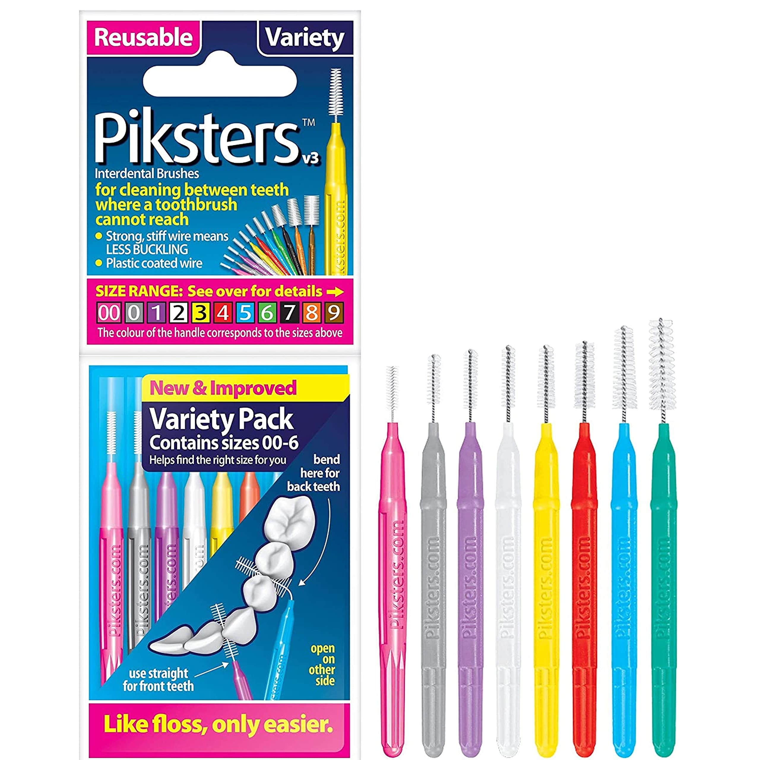 PIKSTERS - for cleaning between teeth-All Size - 8Pk (Variety of sizes)