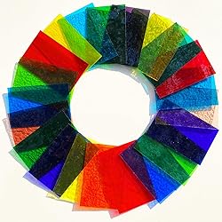 PALJOLLY 24 Sheets Rainbow Transparent Stained