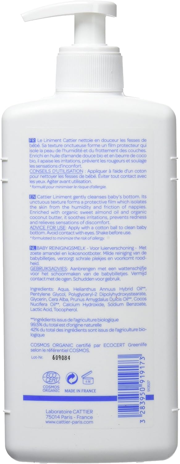 Cattier Baby Hypoallergenic Liniment Cleansing Milk for Nappy Change 500ml, blue, 500 ml (Pack of 1) - Image 3