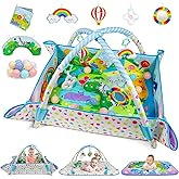 Dr.Rapeti Baby Play Gym Mat Animal Planet with Ball Pit Activity Gym Center Tummy Time Mat Thickened Mat Sensory Exploration Motor Skill Development for Newborn Infant Baby Toddler for 0+