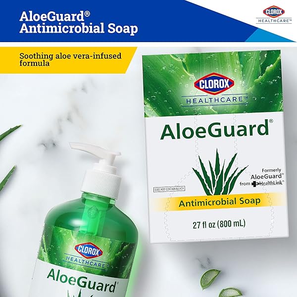 CLOROX HEALTHCARE ALOEGUARD ANTIMICROBIAL HAND SOAP REFILL BAG – LIQUID HAND WASH WITH ALOE VERA AND VITAMIN E FOR EVERYDAY USE TO SOOTHE & MOISTURIZE HANDS – FOR USE WITH SOAP DISPENSER, 27 FL OZ