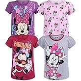 Disney Minnie Mouse Girls 4 Pack Short Sleeve T-Shirt for Toddler to Big Kids