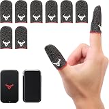 8 Pack Finger Sleeves for Gaming,Thumb Sleeves for Mobile Gaming,Anti Sweat,Ultra Thin,0.3mm Silver Fiber,Suitable for Most Gamers,Gaming Finger Gloves for PUBG COD Dedales Gamer,Covers