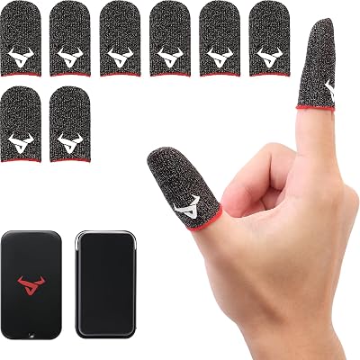 8 Pack Finger Sleeves for Gaming,Thumb Sleeves for Mobile Gaming,Anti Sweat,Ultra Thin,0.3mm Silver Fiber,Suitable for Most Gamers,Gaming Finger Gloves for PUBG COD Dedales Gamer,Covers
