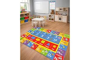 KC Cubs: Educational Rug: ABC Alphabet, Numbers & Shapes - 3x5' Playmat - Interactive Play, Activity Area Carpet, Bedroom-Classroom, Baby-Toddler-Kids