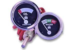 VR Autopedia 2-Gauges Replacement Instruments Kit - Oil Pressure & Water Temp Gauge Set - Fits in Farmall IH H, SH, SM, SMD, 