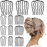 Chanaco 12Pcs Metal Hair Side Combs French Hair Pin Updo Hair Accessories for Women U Shaped Hair Fork Hair Sticks for Buns Hair Combs for Styling Decorative Hair Combs Hairstyles for Long Thick Hair