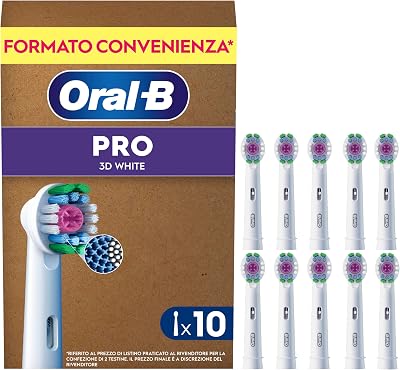 Testine di Ricambio Pro, 3D White, Bianche, 10 Ricambi
