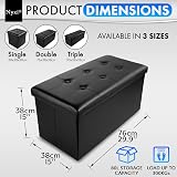 Nyxi Faux Leather 76x38x38cm Foldable Storage Ottoman Seat Black view 3