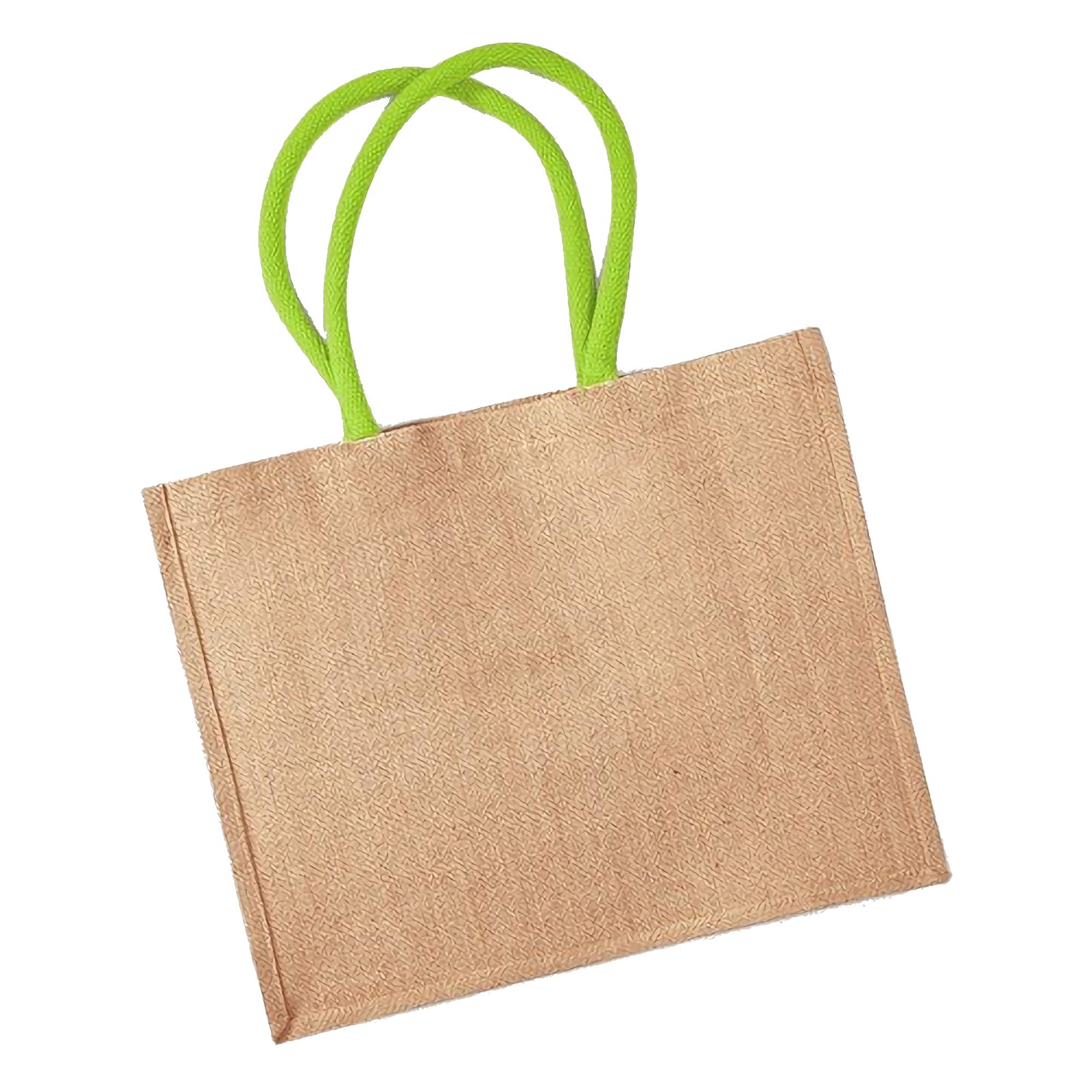 Westford Mill Classic Jute Shopper Bag (21 Litres) (Pack of 2) (One Size) (Natural/Lime)