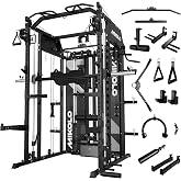 Mikolo Smith Machine with Weight Stack, Power Cage Home Gym System with LAT Pulldown &amp; Cable Crossover, Multi-Functional Trainer with Dual Pulley System, Includes 10+ Free Attachments