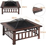 Yaheetech 86cm Square Fire Pit with Cover and Poker Copper Finish view 3