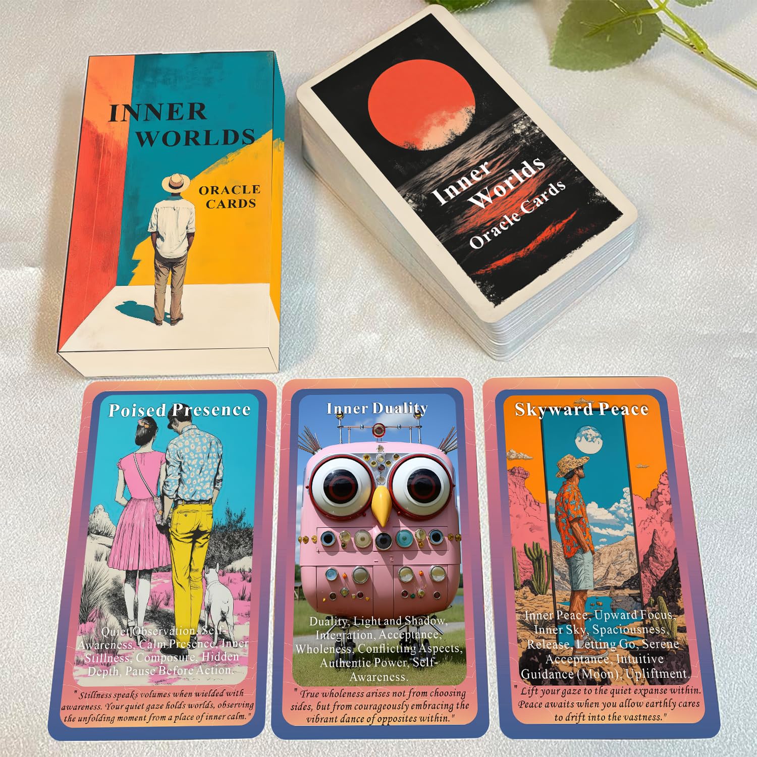 Inner Worlds Oracle Deck, Oracle Cards for Beginners, 50 Emotional Oracle Card Deck to Deep self-awareness and intuitive guidance illuminate hidden emotions and explore the vast universe within you