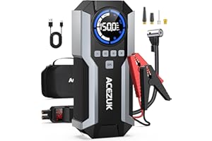 ACEZUK Jump Starter with Air Compressor, 8000A 150PSI Car Jump Starter (All Gas/10.0L Diesel), 12V Battery Jump Starters, Portable Jumper Cables, LCD Display and LED Lights
