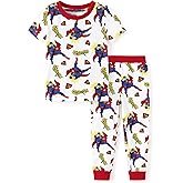 DC Comics Justice League Viscose Made from Bamboo Toddler Boys Superman Batman Sleepwear 2 Pieces Shirt & Pants Pajama Set