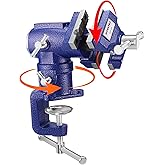 WORKPRO Dual Jaws Table Vise 2.5" &amp; 1.5", 360&deg; Swivel Clamp-On Bench Vise | Multi-Purpose Vice for Workbench, Portable Small Vise, Table Clamp Bench Vise with Anvil for Woodworking, Metalworking, DIY
