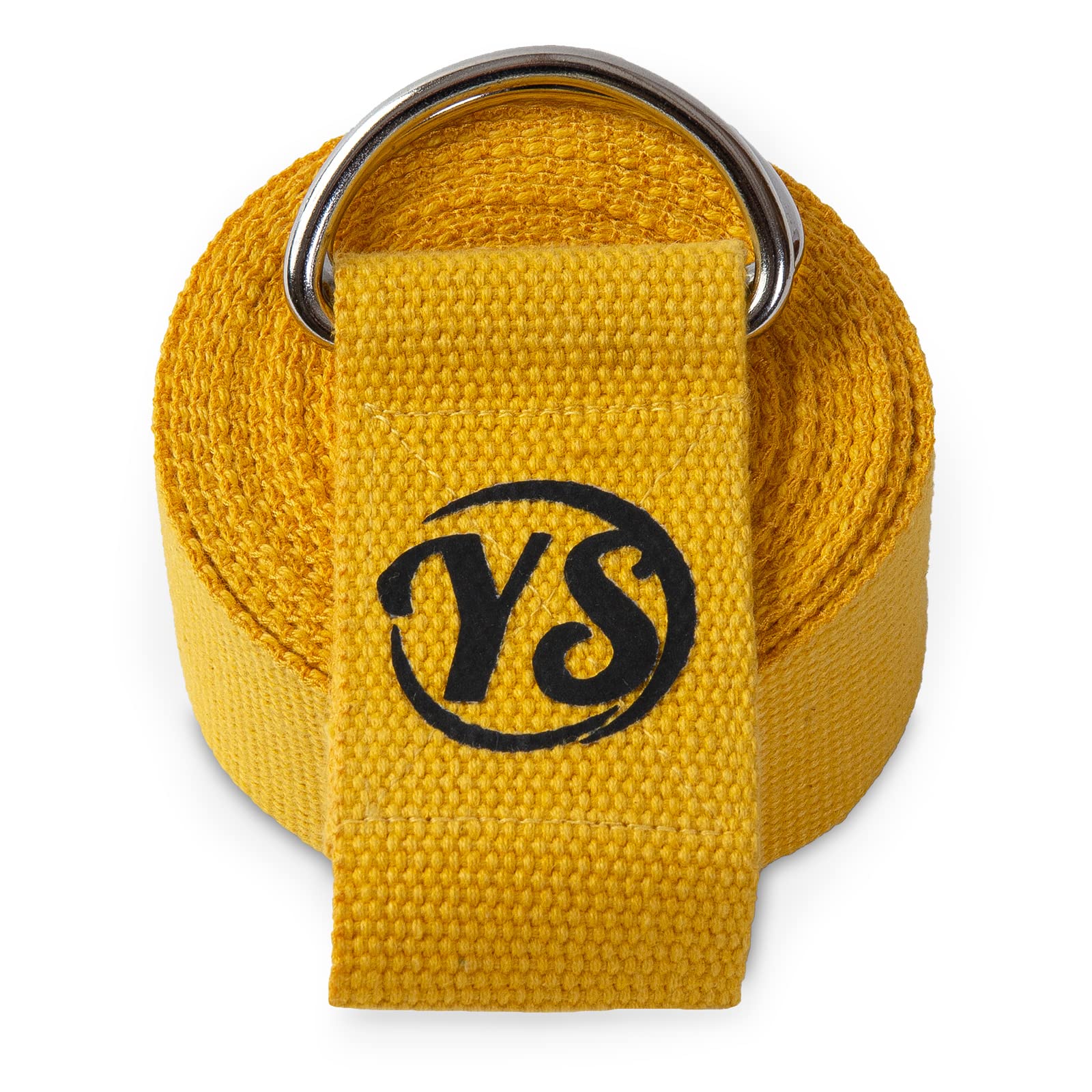 Yoga Studio Yoga Strap, 2.5m (8.2ft) Extra Long Durable Organic Cotton Adjustable Stretching D-Ring Yoga Belt, Exercise, Pilates, Dance, Workout, Gym, Physical Therapy - (Yellow)