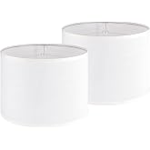 ZEPHRUM Large Drum Lamp Shade (Set of 2), Seamless Screw-Fixed Linen Lampshades for Floor Lamps and Large Table Lamps, White Linen, 16 x 16 x 12 Inch (Easy Assembly Required)