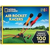 NATIONAL GEOGRAPHIC Air Rocket Toy – Jump & Launch Dueling Air Rockets up to 100Ft., Includes Launcher, 4 Foam-Tipped Rockets