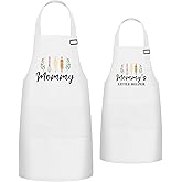 R HORSE 2Pcs Adults Kids Matching Apron Set Mommy and Me Adjustable Kitchen Apron with 2 Pockets Parent and Child Matching Gift for Mother's Day Women Daughter Cooking Baking Painting Training