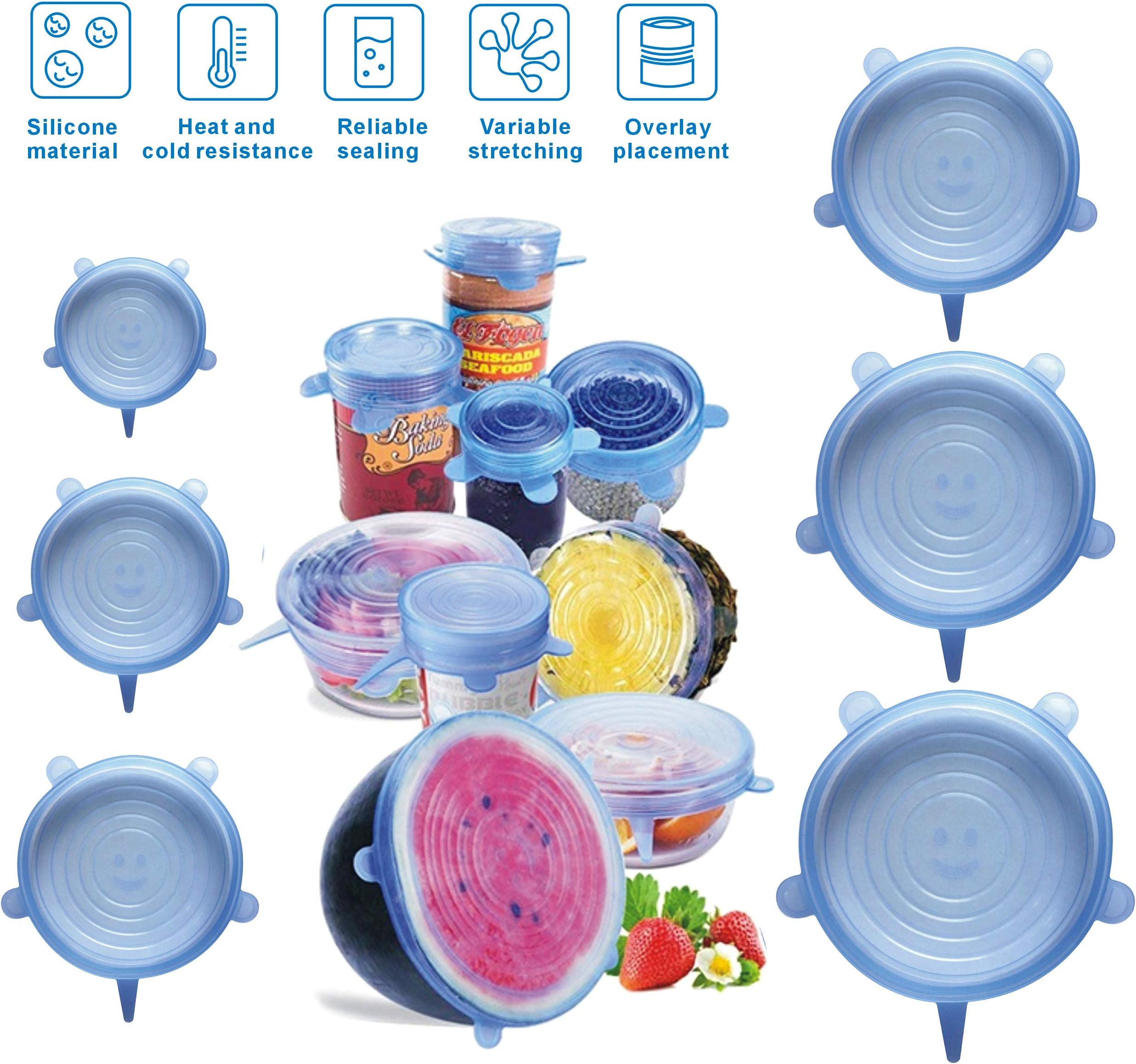 Silicone Stretch Lids Reusable Durable and Expandable Lids to Keep Food Fresh,Fit Various Sizes and Shapes of Containers Food Covers or Bowl Covers