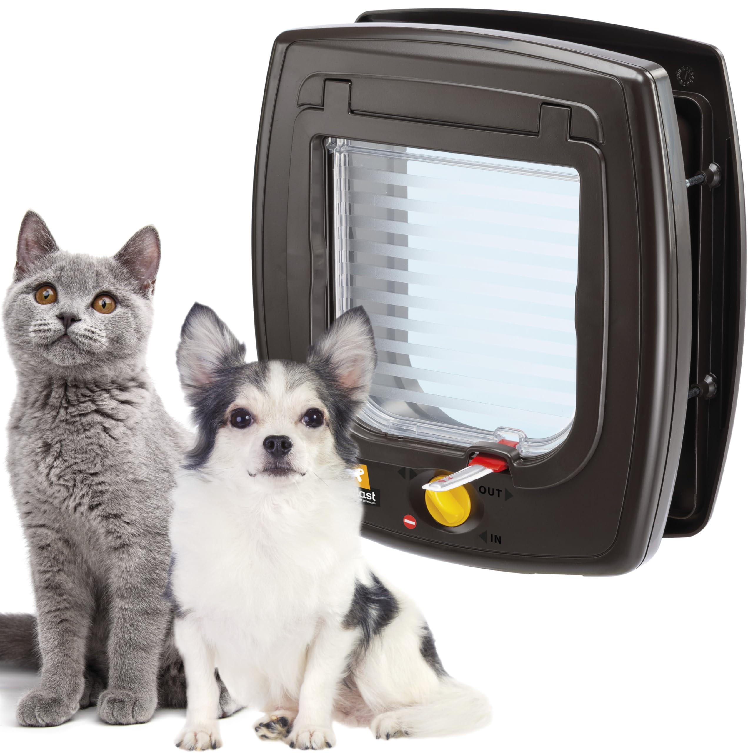 Ferplast Swing 5 Universal Cat Flap for Dogs and Cats - 4 Selectable Closing Modes - Wind-Stopper System - Closing Shock Absorber - Magnetic Anti-Oscillation - Direction Indicator - Brown — image 1