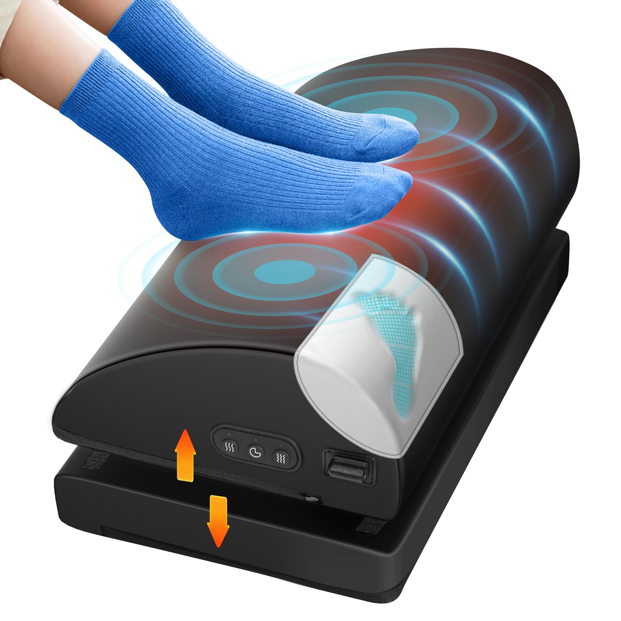 Photo 1 of Foot Rest for Under Desk at Work, Heated Foot Stool with Vibration Massage, Adjustable Height Memory Foam Foot Stool,2 Heat Levels Ergonomic Desk Footrest