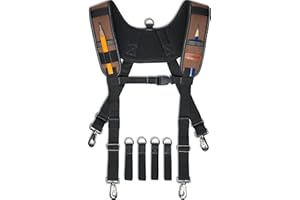 WELKINLAND Heavy Duty Tool Belt Suspender, Comfy Padded Tool Belt Suspender, Fully-Adjustable Tool Bag Suspenders, RipStop Suspenders For Tool Belt, Tool Belt Suspenders For Men/Carpenter