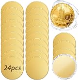 ALRALLI 24PCS Alloy Challenge Coin Blanks, 40mm x 2mm (Gold-Plated) | Suitable for laser engraving; threaded edge; acrylic protection boxes; DIY crafts and commemorative collection