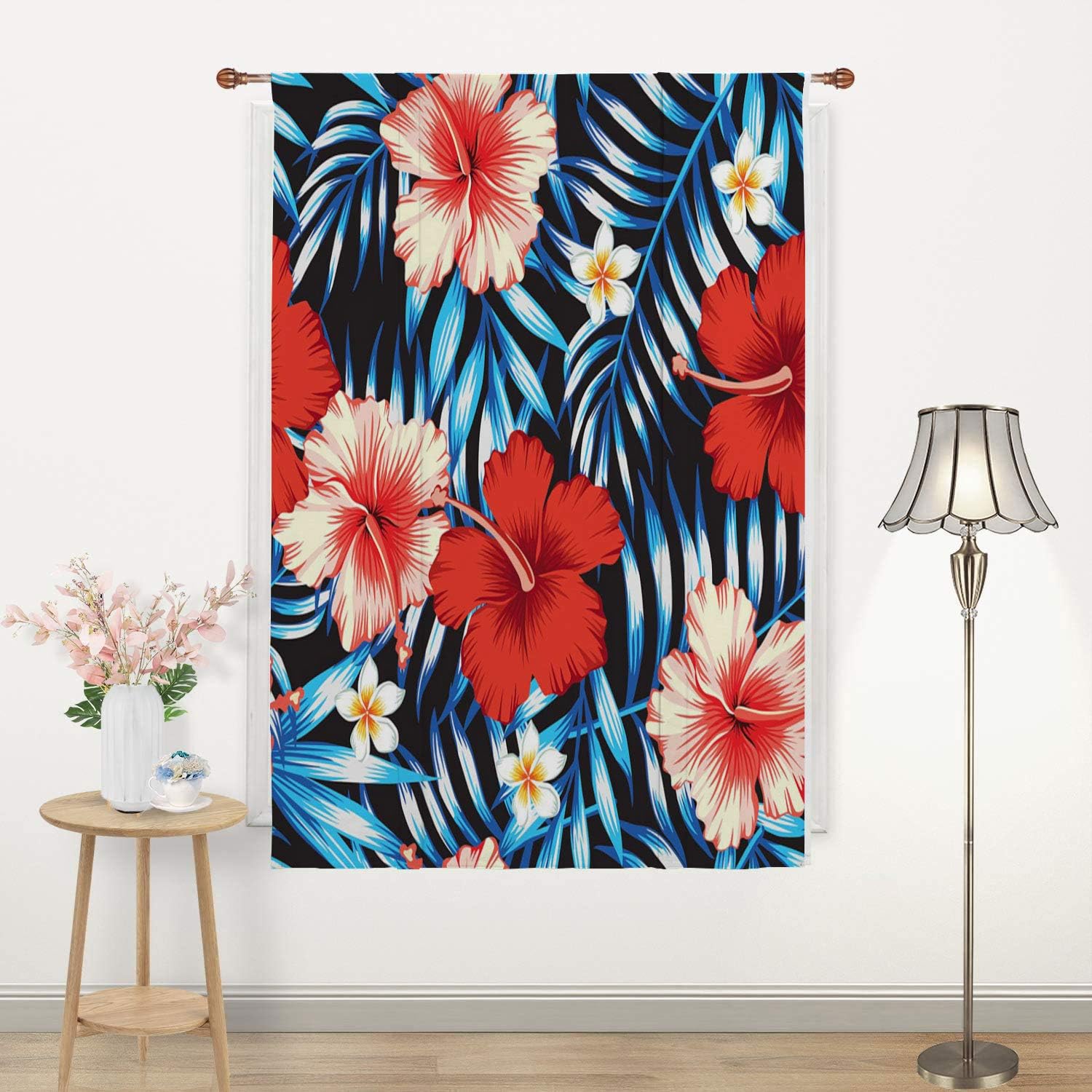 Hawaiian Tropical Roman Curtain, Lifable Curtain Tie Up Shade for Small, Kitchen