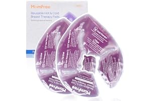 MOMFREE Large Breast Therapy Packs, Hot and Cold Breast Pads with 2 Soft Covers, Reusable Cooling Gel Packs are Breastfeeding Essentials, Relieve Clogged Ducts/Nipple Pain/Engorgement