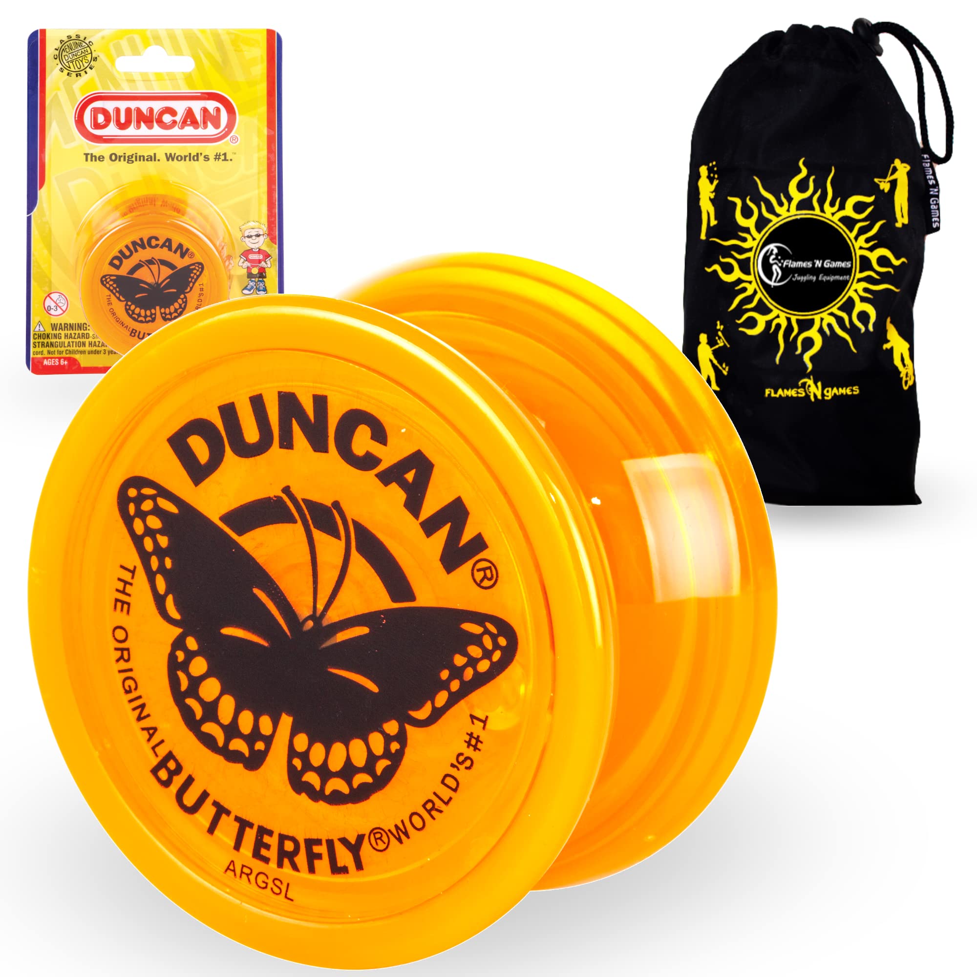 Duncan BUTTERFLY YoYo (ORANGE) Beginners Entry-Level Yo Yo with Travel Bag! Great YoYos For Kids and Adults!
