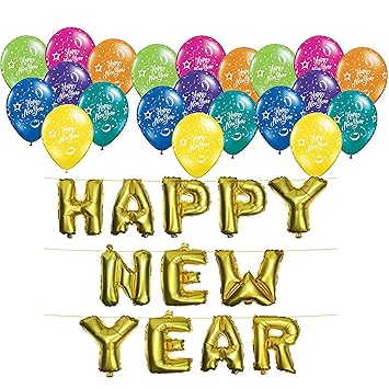 Masti Zone Happy New Year Foil Letters Balloon Banner New Year Eve