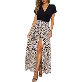 Newshows Women's 2026 Lightweight Summer Wedding Guest Beach Vacation Casual V Neck Split Flowy Maxi Dress