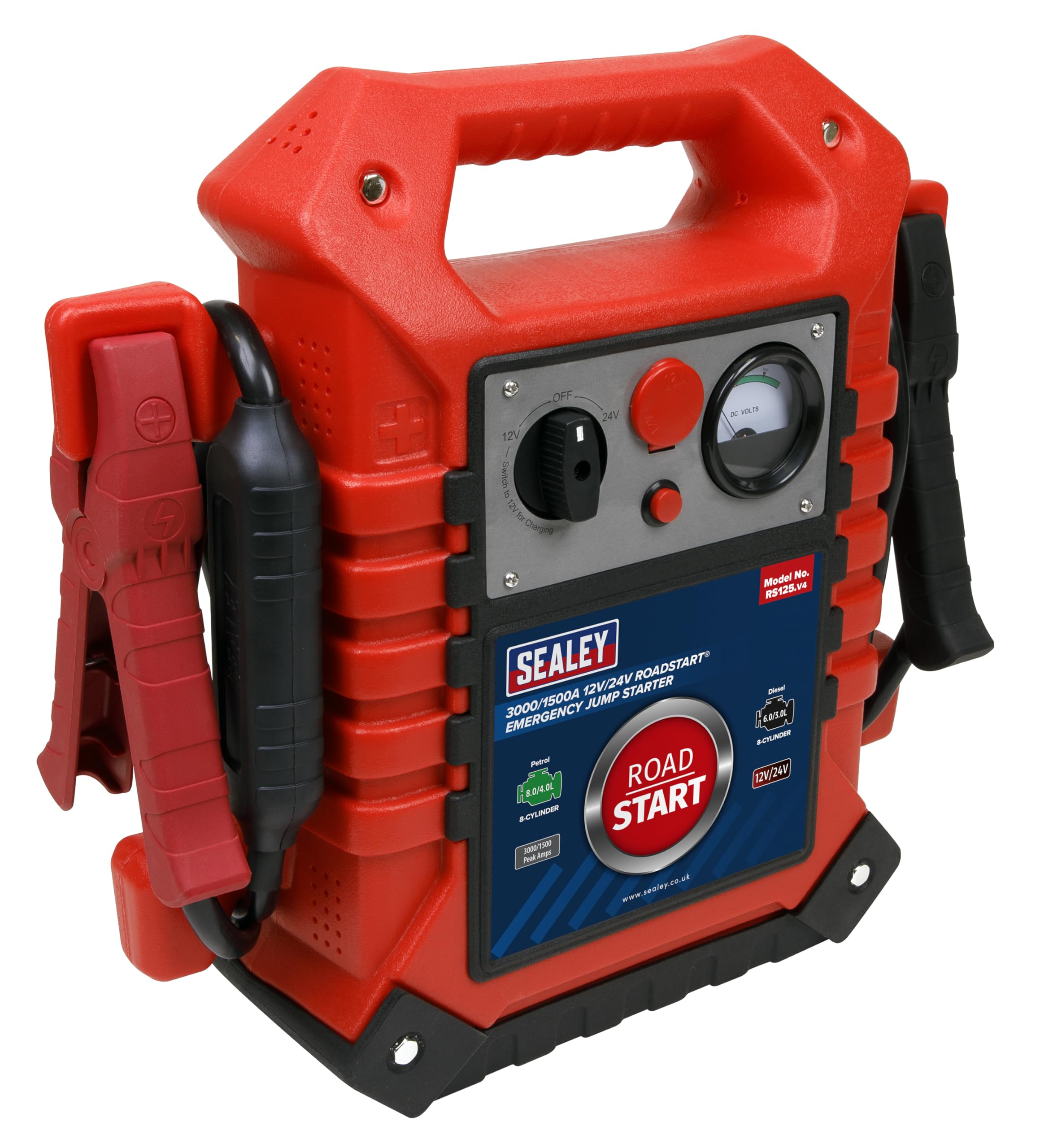 Sealey Rs125 Roadstart Emergency Power Pack 12/24V 3000/1500 Peak Amps