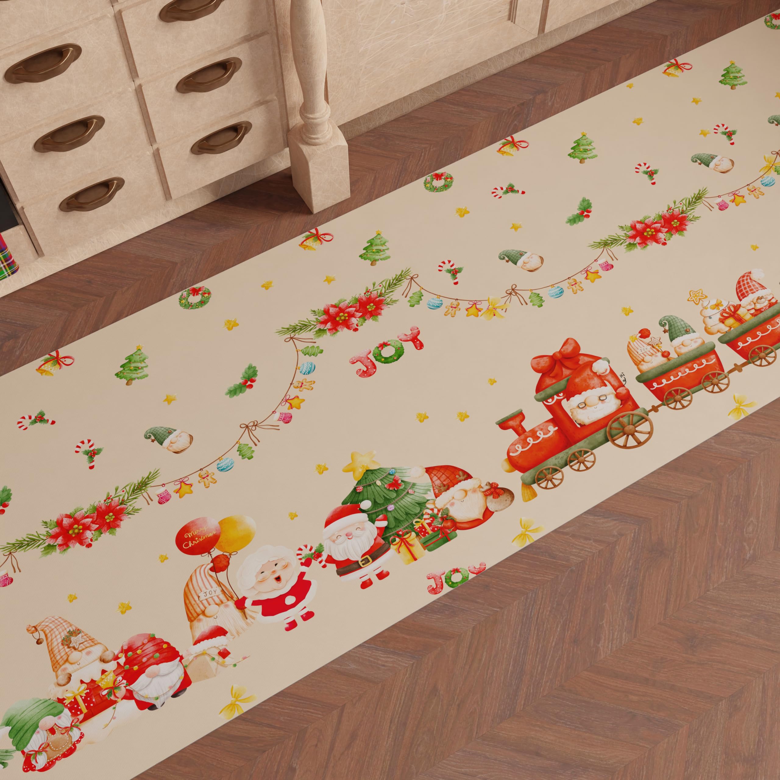 PETTI Artigiani Italiani - Christmas Kitchen Rug, Christmas Kitchen Runner, Non-Slip and Washable Christmas Kitchen Rug, 52x180 cm Gnome Christmas Rug, Made in Italy