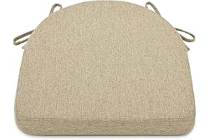 Shinnwa Chair Cushion with Ties for Dining Chairs [17 x 16.5 Inches] Non Slip Kitchen Dining Chair Pad and Seat Cushion with Machine Washable Cover - Natural Linen