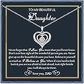 CERSLIMO Daughter Gifts from Mom & Dad - Unique Christmas Birthday Gifts for Daughters Stepdaughter Bonus Daughter Gift Ideas, Sterling Silver to My Daughter Necklace from Mother And Father