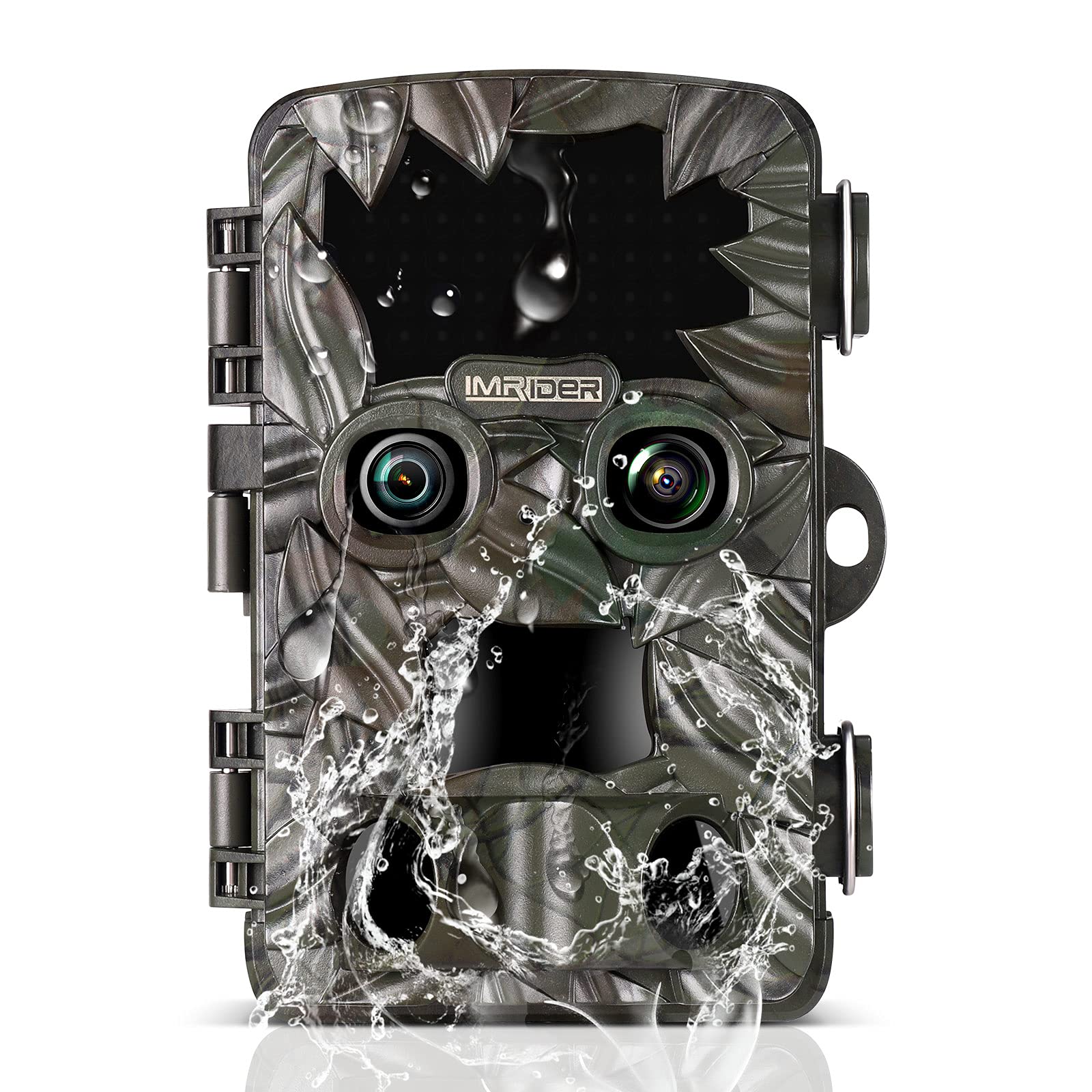 Imrider Trail Camera, Wildlife Game Camera Dual Lens, 4K+FHD Ultra HD Video, 20MP CMOS Motion Sensor with Night Vision, Trigger Speed 0.2s Waterproof IP66, for Wildlife Monitoring