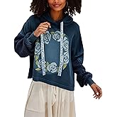 ZIZERY Womens Hoodies Oversized Sweatshirt Waffle Drop Shoulder Casual Drawstring Long Sleeve Top(Blue,L)