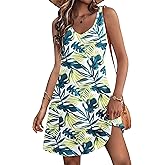 HOTOUCH Women's Casual Sundress with Pockets Summer Beach Dress Floral T-Shirts Dress V Neck Loose Tank Dresses