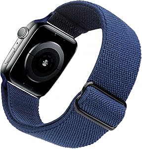 Arae Stretchy Adjustable Watch Band Compatible for Apple Watch Band 42mm 44mm Sport Band for iWatch Series 6 5 4 SE 3 2 1 Women Men - Blue, 42/44mm