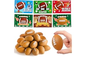 ELLINJAN 30 Pack Valentine Cards for Kids Classroom with Mini Football Sports Squeeze Ball Bulk, Football Party Favors, Fun Valentine Classroom Gifts, Valentine Exchange for Boys Girls School Class Game Prize