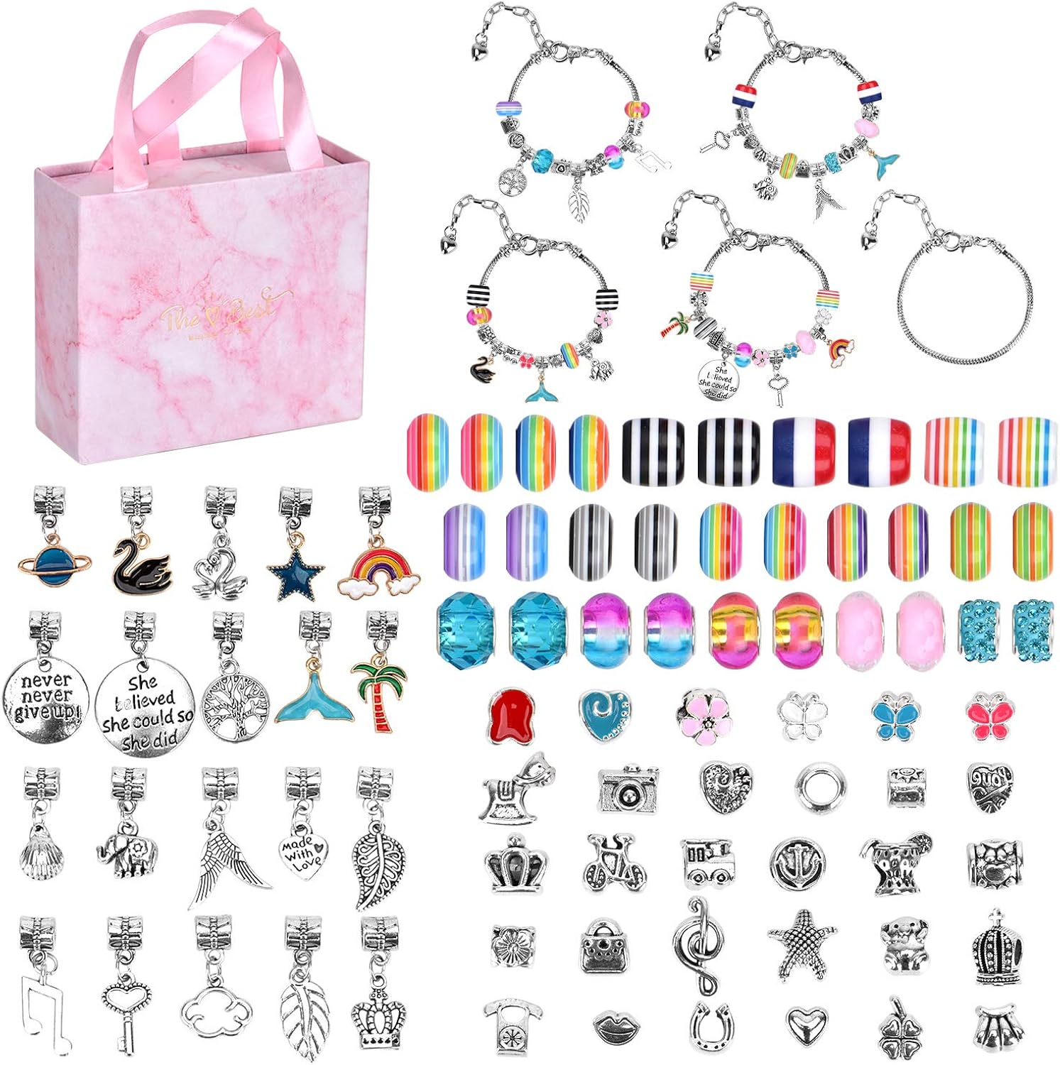 DIY Charm Bracelet Making Kit, 85 Pcs Bracelets Kit for