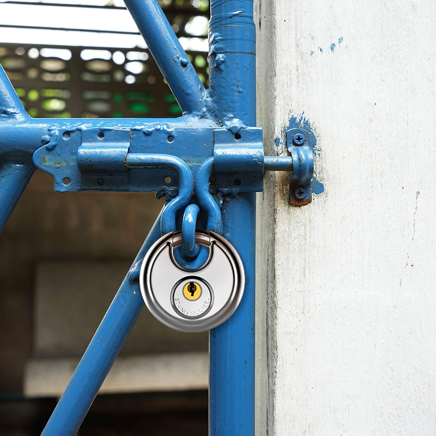 Puroma Keyed Padlock, Stainless Steel Discus Lock with 3/8-Inch Shackle for Sheds, Storage Unit, Garages and Fence - - 