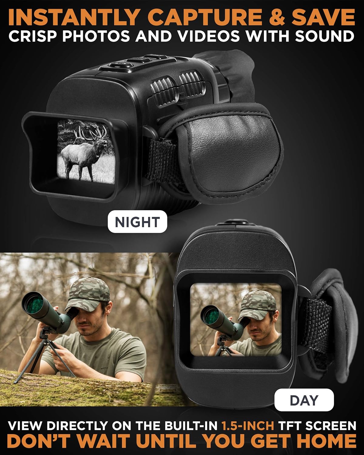 CREATIVE XP 2021 Digital Night Vision Monocular for 100% Darkness - Travel Infrared Monoculars Save Photos & Videos - IR High-Tech Spy Gear for Hunting & Surveillance - Card Reader Included : Camera & Photo