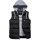 CREATMO US Men's Outdoor Winter Vest Outerwear Removable Hooded Padded Puffer Sleeveless Vest